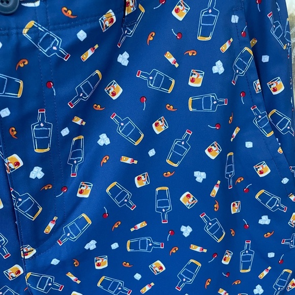 Whiskey Drinks Roundtree & Yorke Blue Graphic Shorts - Picture 2 of 5
